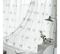 LEOSXA Tende semitrasparenti con Ricami Floreali Bianchi per Camera da Letto 1 Pannelli, Tende per Camera da Letto per Ragazze/Soggiorno, Balcone, Tenda da Pavimento/Gancio Top