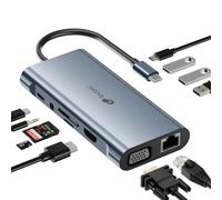 Leotec 11 in 1 da USB-C a 1xHDMI, 1xVGA, 1xRJ45, 3xUSB-A 3.0, 1xUSB-C PD, 1xUSB-C, 1xTF+1xSD, 1x adattatore audio - Colore grig NEW