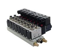 LEOTNNDQ Stazioni collettori 4V210-08 a Combinazione multivia DC12V 24V AC220V con raccordi, elettrovalvole a 5 Vie e 2 Posizioni(9 Stations)