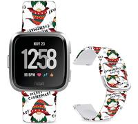 Leotop Cartoni animati stampati in morbido silicone sportivo di ricambio 23 mm compatibile con Fitbit Versa 2/Versa/Fitbit Versa Lite/SE per donne e uomini. (White Santa Claus)