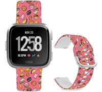 Leotop Cartoni animati stampati in morbido silicone sportivo di ricambio 23 mm compatibile con Fitbit Versa 2/Versa/Fitbit Versa Lite/SE per donne e uomini. (Delicious Food)