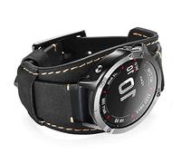 Leotop Cinturino in pelle compatibile con Garmin Fenix 5/Fenix 5 Plus/Fenix 6/Fenix 6 Pro/Forerunner 935/Approach S60/Quatix 5, cinturino in vera pelle da 22 mm (nero)