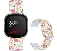 Leotop Cinturino sportivo di ricambio in silicone morbido stampato compatibile con Fitbit Versa 4/Fitbit Versa 3/Fitbit Sense 2/Fitbit Sense per donne uomini. (Colorful Bird)