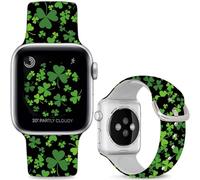 Leotop Cinturino sportivo in silicone compatibile con iWatch Ultra Serie SE 10 9 8 7 6 5 4 3 2 1. (Black Base Clover, 42 mm (Series 10)/41 mm/40 mm/38 mm)