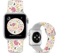 Leotop Cinturino sportivo in silicone compatibile con iWatch Ultra Serie SE 10 9 8 7 6 5 4 3 2 1. (Colorful Bird, 42 mm (Series 10)/41 mm/40 mm/38 mm)