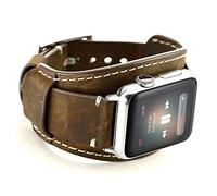 Leotop compatibile con Apple Watch 44 mm 42 mm da uomo e da donna in vera pelle compatibile compatibile Apple Watch iWatch braccialetto strap Series 4/3/2/1 44/42mm Crazy Horse Cuff Coffee, 40/38mm