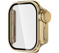 Leotop Compatibile con Apple Watch 49 mm Series Ultra 2/1, ultra sottile PC opaco, paraurti sottile con pellicola protettiva in vetro. (oro, 49 mm Series Ultra 2/1)