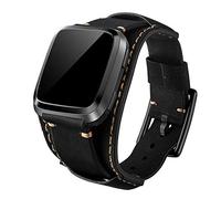 Leotop Compatibile con cinturini Fitbit Versa/Versa 2/Versa Lite/Versa Special Edition, cinturino di ricambio in vera pelle compatibile con smartwatch Fitbit Versa per uomini e donne (nero)