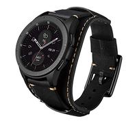 Leotop Compatibile con Samsung Galaxy Watch 46mm/Gear S3 Frontier/Galaxy watch 3 45mm /Classic Cinturino, 22mm Cinturini in Vera Pelle Bracciale Ricambio Fibbia in Acciaio Inossidabile(22 mm, Nero)