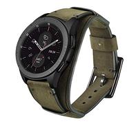 Leotop Compatibile con Samsung Galaxy Watch 46mm/Gear S3 Frontier/Galaxy watch 3 45mm /Classic Cinturino, 22mm Cinturini in Vera Pelle Bracciale Ricambio Fibbia in Acciaio Inossidabile(22 mm, Verde)