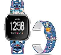 Leotop Stitch - Coppia di braccialetti rosa compatibili con Fitbit Versa 2/Versa Lite/Versa SE Fancy Soft Sport in Silicone Cartoon Holiday uomo e donna