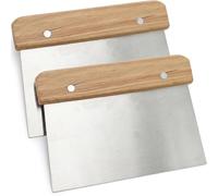 LEOUEANR 2 raschietti per impasto con manico in legno, per pane, pizza, pasticceria e verdure, coltello multiuso per porzionare, tagliare e raschiare senza sforzo