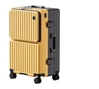 LEOVEN Valigia Trolley Rigido, Caricamento Frontale, LS-2518 Alluminio Telaio Trolley Bagaglio a Mano, Portabicchieri, USB, Ruota Silenziosa 360° con Freno e Ammortizzatore, Serratura TSA
