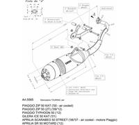 5565 - Scarico Completo LeoVince TOURING Nero APRILIA SCARABEO 50 STREE (06-07)
