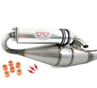 Leovince TT cromato, tubo di scappamento sportivo compatibile con Vespa 50 S, Sport S (2 tempi) / Derbi GP 1 Open, Racing, Revolution