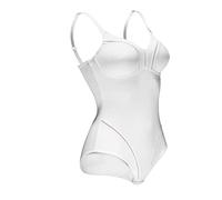 LEPEL body contenitivo liscio senza ferretto in microfibra elastico con coppa C preformata con elegante motivo decorativo art.DAFNE (Bianco, 3)