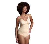 LEPEL Body Contenitivo Liscio Senza Ferretto in Microfibra Elastico con Coppa C Preformata con Elegante Motivo Decorativo Art.Dafne (3, Nudo)