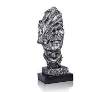LEPENDOR Decorazioni da scrivania astratte e creative La statua del pensatore, Statue di mani e viso e sculture per la decorazione del soggiorno di casa - (Non si vede, Argento)