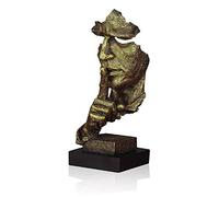 LEPENDOR Decorazioni da scrivania astratte e creative La statua del pensatore, Statue di mani e viso e sculture per la decorazione del soggiorno di casa - (Silenzio, D'oro)