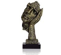 LEPENDOR Decorazioni da scrivania astratte e creative La statua del pensatore, Statue di mani e viso e sculture per la decorazione del soggiorno di casa - (No Ascolta, D'oro)