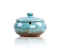 Lependor Portacenere Coperchio con Coperchio, antivento, Posacenere per sigarette per uso interno o esterno ， Porta cenere per fumatori, Vassoio per cenere da fumo da tavolo - Blu