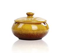 Lependor Portacenere Coperchio con Coperchio, antivento, Posacenere per sigarette per uso interno o esterno ， Porta cenere per fumatori, Vassoio per cenere da fumo da tavolo - Giallo