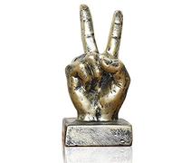 LEPENDOR Statue di gesti delle dita Decorazione scultura a mano Mano resina scultura decorazioni per casa e ufficio - D'oro, Vittoria Dita