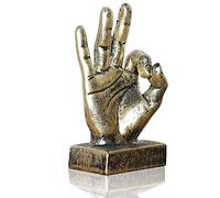 LEPENDOR Statue di gesti delle dita Decorazione scultura a mano Mano resina scultura decorazioni per casa e ufficio - D'oro, Ok Dita
