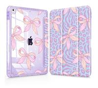 Lepeoac Custodia per iPad di 9a/8a/7a generazione da 10,2 pollici (2021/2020/2019), custodie per tablet glitterate con retro in acrilico trasparente+supporto a tre volte+portamatite+auto wake/sleep