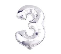 Lepep Palloncini argentati, 45 cm, numeri da 0 a 9 lettere dalla A alla Z, per feste di compleanno, baby shower, matrimoni, balli di fine anno, decorazione (numero 3)