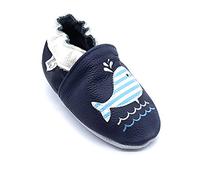 LEPEPPE - Scarpine in Pelle Prima Infanzia - Pantofole Babucce - Neonato - Nido - Materne Danza - Primi Passi Fino al 32/33! Balena Azzurra (XL (15,5 cm di Suola))
