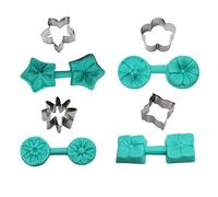 Lepeuxi 4 stampi in Silicone per vene di Petali di Fiori in Stile con 4 Pezzi di stampi per taglierine in Acciaio Inossidabile Set Fai da Te Fatti a Mano Strumento di Decorazione per Torta Fondente