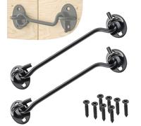 LEPEVNEY Gancio per cabina in acciaio inox nero da 15,2 cm e gancio a occhiello per cancello da giardino, chiusura per porta aperta, confezione da 2