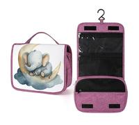 Lephant Sleeping on the Moon - Beauty case da viaggio per donne, organizer da appendere per trucchi con gancio per shampoo