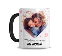L'épicerie Chérie Tazza personalizzata con foto e testo - Regalo donna compleanno - Festa della mamma - Festa del Papa - Regalo san valentino - tazza cuore - Ceramica - 330ml