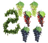 Lepidi 7 Pezzi uve Artificiali, uva Finta, uva Artificial Con Foglie, Plastica Simulata Frutta, Plastica Uva Spiedini Artificiale, per la Presentazione Della Frutta, Decorazione del Vino