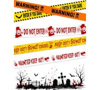 LEPJOS Nastro di Avvertimento Halloween 5 Rotoli 45m, Design Crime Scene Resistente e Non Appiccicante Delimita Zone Sicure per Decorazioni Horror senza Residui