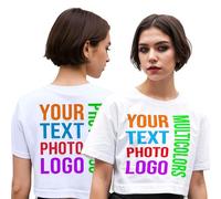lepni.me Crop Top Personalizzato per Donne e Ragazze Adolescenti con Foto, Logo, Testo Personalizzato, Oppure Crop Top T-Shirt Semplice con Girocollo Top Estivo Senza Stampa (M Bianco Multicolore)