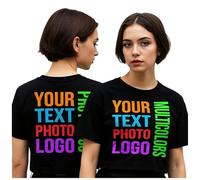 lepni.me Crop Top su Misura per Donne e Ragazze - Personalizzabile Davanti e Dietro - T-Shirt Comoda e Casual per Tutti i Giorni, Idee Regalo (L Nero Multicolore)