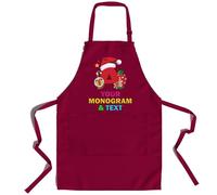 lepni.me Grembiule unisex personalizzato con monogramma natalizio Grembiule da cucina personalizzato con alfabeto per le feste Regalo per fornai, chef (Taglia unica Borgogna Multicolore)