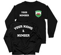 lepni.me Maglia da Calcio Personalizzata a Maniche Lunghe Bambini con Il Tuo Nome e Numero | Galles Calcio 2026 (7-8 Anni Nero Multicolore)