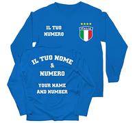 lepni.me Maglia da Calcio Personalizzata a Maniche Lunghe Bambini con Il Tuo Nome e Numero | Italia Calcio 2026 (14-15 Anni Royal-Blue Multicolore)