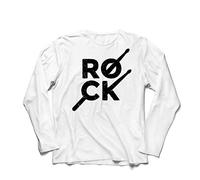 lepni.me Maglietta a Manica Lunga da Uomo Bacchette di Musica Rock, Leggende della Musica Rockstar degli Anni '80 (S Bianco Multicolore)