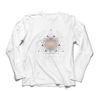lepni.me Maglietta a Manica Lunga da Uomo Divino Uomo Vitruviano Leonardo da Vinci Geometria Sacra (L Bianco Multicolore)