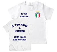 lepni.me Maglietta da Calcio per Bambini | Maglia Personalizzata con Il Tuo Nome e Numero | T-Shirt per Ragazzi Italia Calcio 2026 (5-6 Anni Bianco Multicolore)