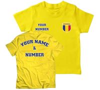lepni.me Maglietta da Calcio per Bambini | Maglia Personalizzata con Il Tuo Nome e Numero | T-Shirt per Ragazzi Romania Calcio 2026 (9-11 Anni Giallo Multicolore)