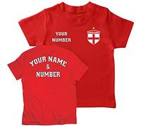 lepni.me Maglietta da Calcio per Bambini | Maglia Personalizzata con Il Tuo Nome e Numero | T-Shirt per Ragazzi Inghilterra Calcio 2026 (1-2 Anni Rosso Multicolore)