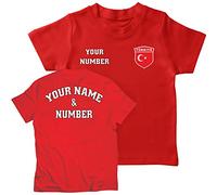lepni.me Maglietta da Calcio per Bambini | Maglia Personalizzata con Il Tuo Nome e Numero | T-Shirt per Ragazzi Turchia Calcio 2026 (9-11 Anni Rosso Multicolore)
