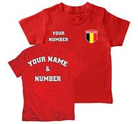 lepni.me Maglietta da Calcio per Bambini | Maglia Personalizzata con Il Tuo Nome e Numero | T-Shirt per Ragazzi Belgio Calcio 2026 (14-15 Anni Rosso Multicolore)