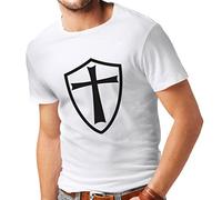 lepni.me Maglietta da Uomo Cavalieri Templari, Soldati di Cristo, crociato (L Bianco Nero)